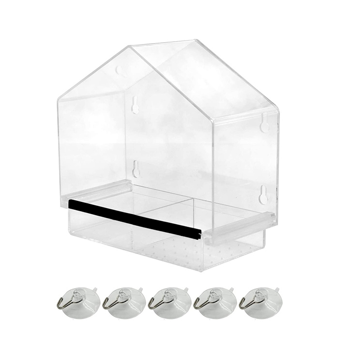 Nature_Decor Window Bird Feeder Clear Window Hanging Bird Feeder With Suction Cup Includes 21 Drain Holes