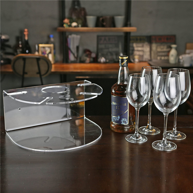 Fashionable Acrylic Wine Whiskey Bottle Glass Cups Display Rack Display Tray For Hotel