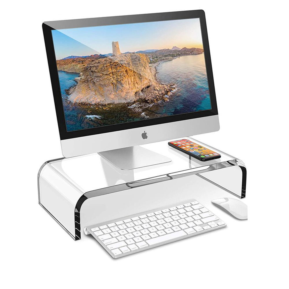 Transparent Acrylic Monitor Stand Universal Acrylic Computer Riser for Home Office