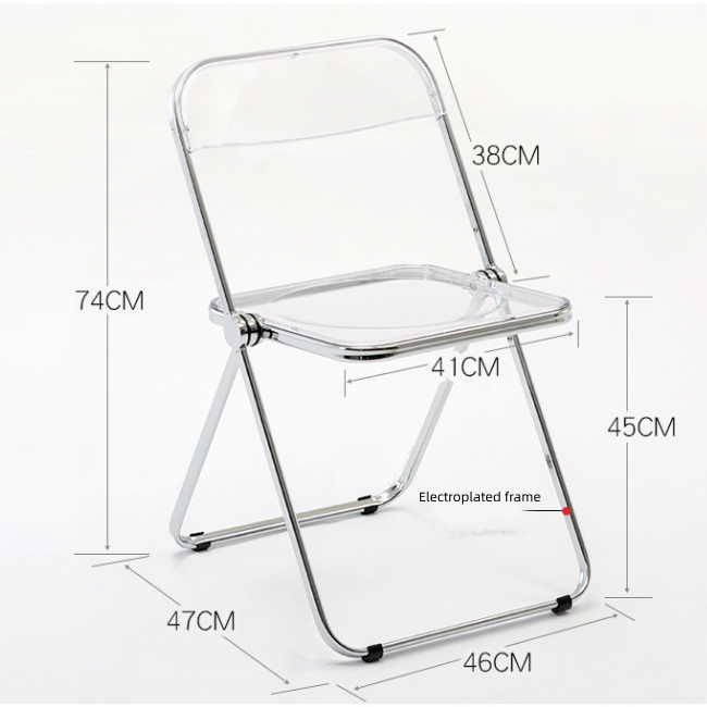 Good Quality Home Furniture Acrylic Folding Chair  Living Room Chair Dining Chair with Metal