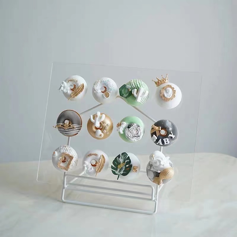 Crystal Clear Handmade Birthday Weddin Party cabinet case rack Decorations acrylic donut wall display stand holds On Table