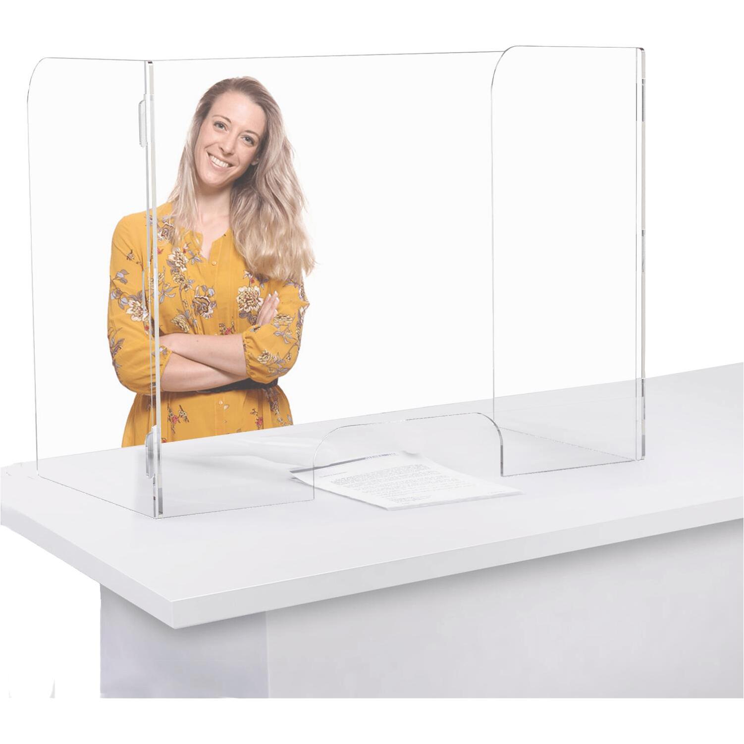 Clear acrylic desk table countertops divider screen stand of sneeze guard cough shields