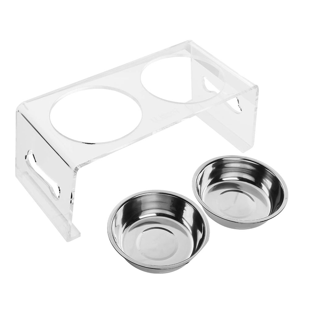 Transparent Anti-Scratched Coated Acrylic Dog Cat Food Storage Feeder Stand