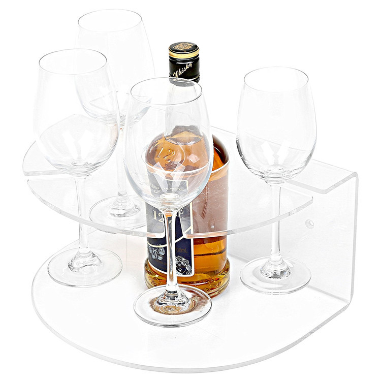 Fashionable Acrylic Wine Whiskey Bottle Glass Cups Display Rack Display Tray For Hotel