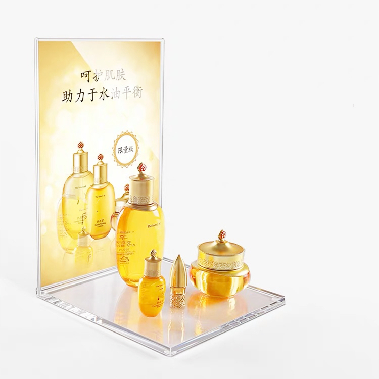 Custom size make up perfume rotating cosmetic floor board standing rack store screen acrylic led advertising display stand Featured Image