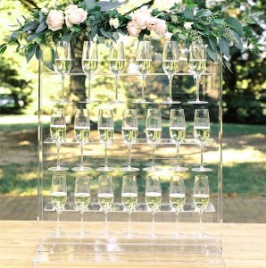custom wholesale plastic wall champagne bottle cup display stand clear acrylic champagne glass holder For Wedding