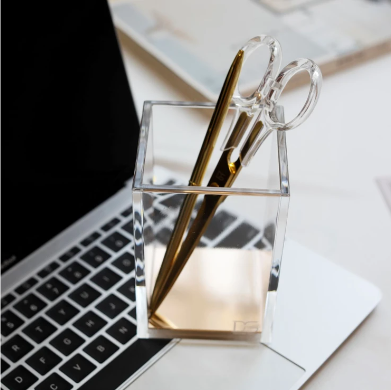 Popular Pencil Cup Holder File Sorter Collection home Office Supplies Desktop Accessories Rose Gold Acrylic Desk Organizer Set