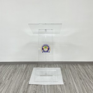 Acrylic Portable Professional  Presentation Podium Lectern Pulpits for Churches with Wide Reading Surface and LED Light