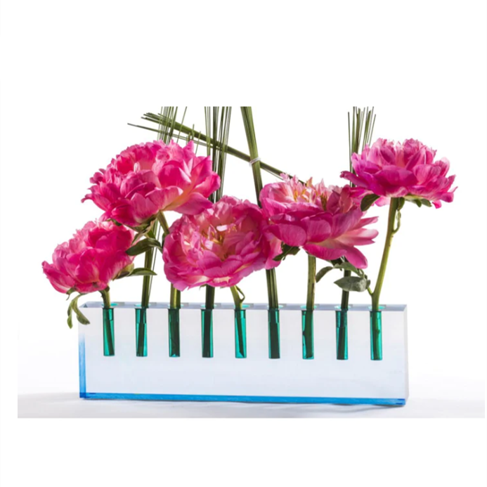 China Acrylic Sheets Factory –  Lucite Oil crystal Menorah Block Colored Flower Vase Storage Box Acrylic Wax menorah candle holder – Sky Creation