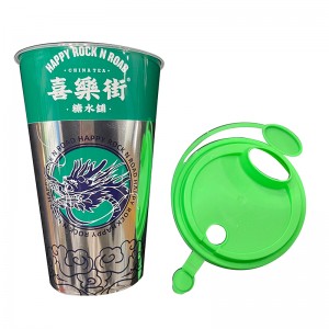 Plastic milk tea cup with customizable lid