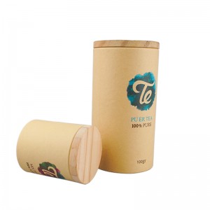 Tub de paper rodó de cartró kraft amb tapa de bambú multimida Model: PC-005