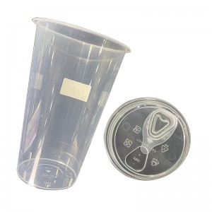 Transparent tea drink plastic cup with customizable pattern