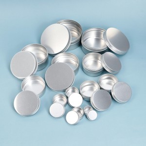 Round aluminum can with screw cap