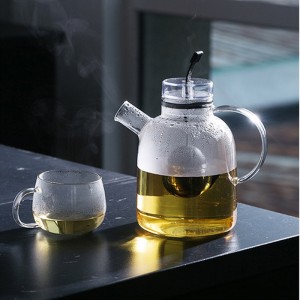 Čajnik od borosilikatnog prozirnog stakla otporan na toplinu s cjedilom