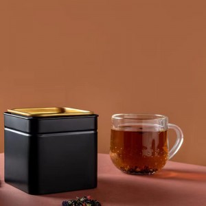 Üres rózsa arany tea kávé cukor négyzet alakú bádogdobozok fedővel