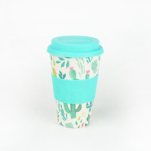 New biodegradable bamboo fiber Tea Mug coffee cup with lid model：TC-001