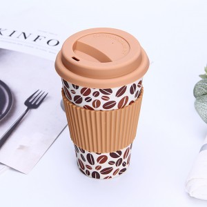 新しい生分解性竹繊維ティーマグコーヒーカップ蓋付きモデル：TC-001
