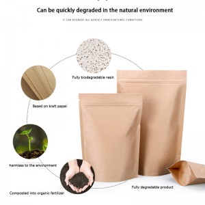 100% compostable biodegradable stand-up kraft paper tea pouch