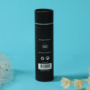 Custom Luxury Kraft Paper Cylinder Packaging Gift Black Paper Jar