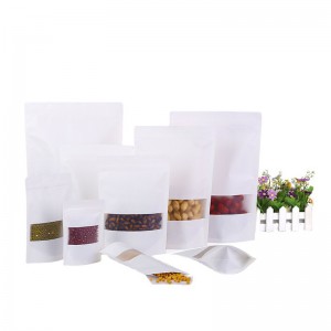 Customized translucent vertical food packaging kraft paper zipper bag