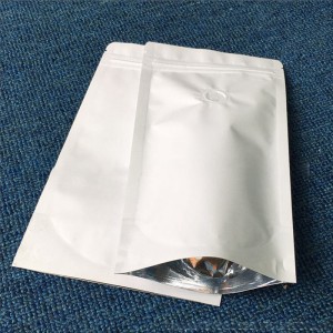 Fritstående foliepose med frostet lynlås, der kan udskrives