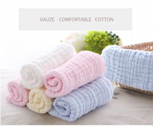 Non-Fluorescent High-density Seersucker Pure Cotton Gauze Baby Saliva Children’s Face Towels-T11
