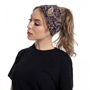 Neue Cashew-Blume Breiter Druck Blumenstrauß Haarband Europäisches und Amerikanisches Retro Haarband Frauen Sport Stirnband T22
