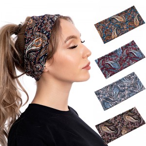 Lipalesa Tse Ncha tsa Cashew Print Bouquet Hairband European And American Retro Hair Hoop Women Sports Headband T22