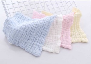 Non-Fluorescent High-density Seersucker Pure Cotton Gauze Baby Saliva Children’s Face Towels-T11