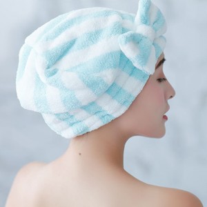 Dámská sprchová čepice s pruhovaným vzorem Super absorpční doplňky do koupele Bowknot ručník na suché vlasy čepice na vlasy