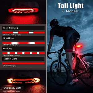 Feu arrière de vélo rechargeable USB 2000 mAh feu arrière de vélo lumineux B35