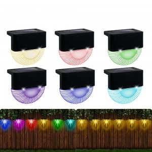 New For Outdoor Courtyard Colorful Solar Step Waterproof Stairs Deck Garden Rgb Lights Solar Fence Light YL07