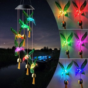 Campanula Hanging Iron Crafts Solar Powered Wind Chime Bells Hanging Living Bed Home Outdoor Garden Decor Solar Wind Chimes