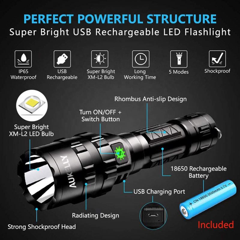 Powerful Tactical diving very bright High Quality Tactical Camping Portable Torch Flash Light H166 detail pictures