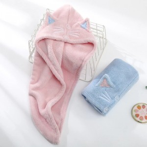 Towels Bathroom Microfiber Solid Quickly Dry Hair Hat Home Textile Towel Cute Cartoon Embroidery Hair Towel HT4