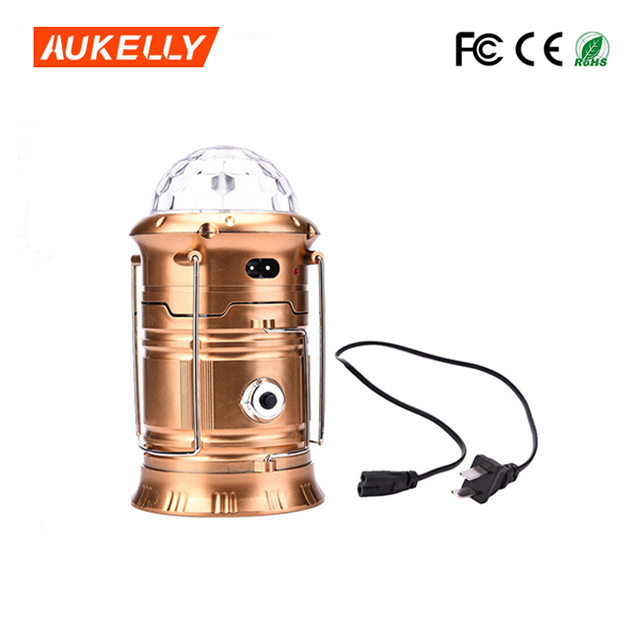Magic Cool Collapsible Lights With Disco Light Ball 1w+6 led+3 Color Led Solar Rechargeable Lantern C10
