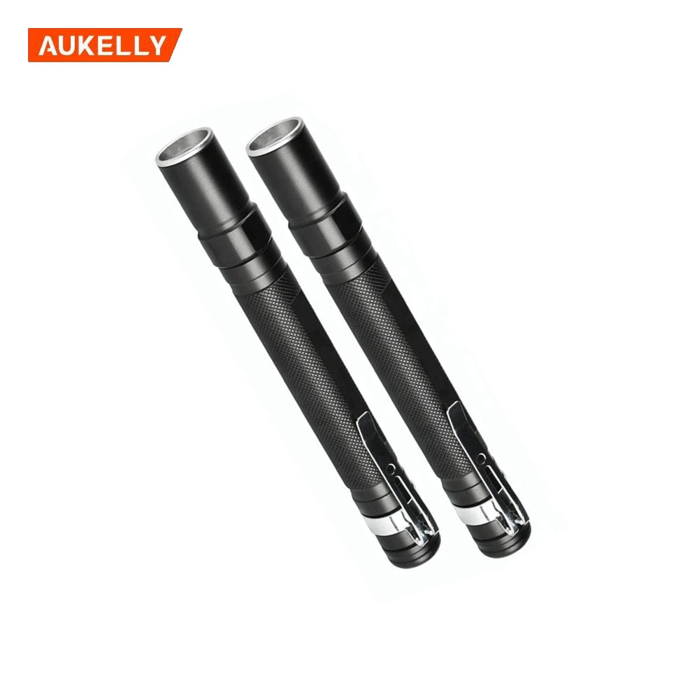 Aukelly tiny pen lights led xpe professional pocket torch rechargeable bright emergency clip zoomable pen light