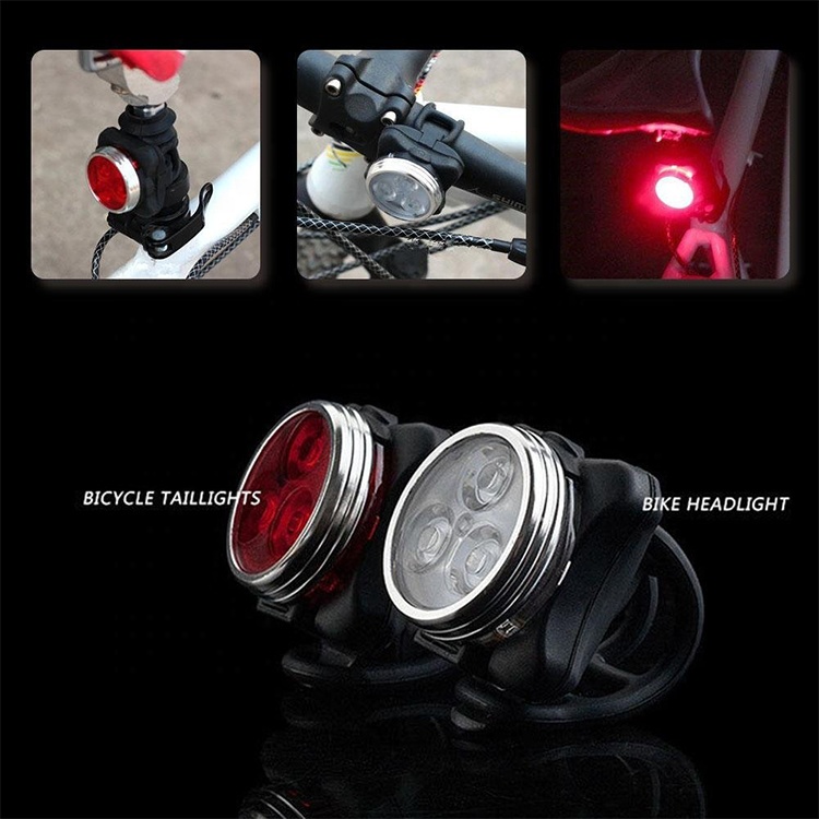 super bright waterproof bicycle front head Flashlight rechargeable safety warning Taillight Rear lamp USB Bike Light Set for mtb B4