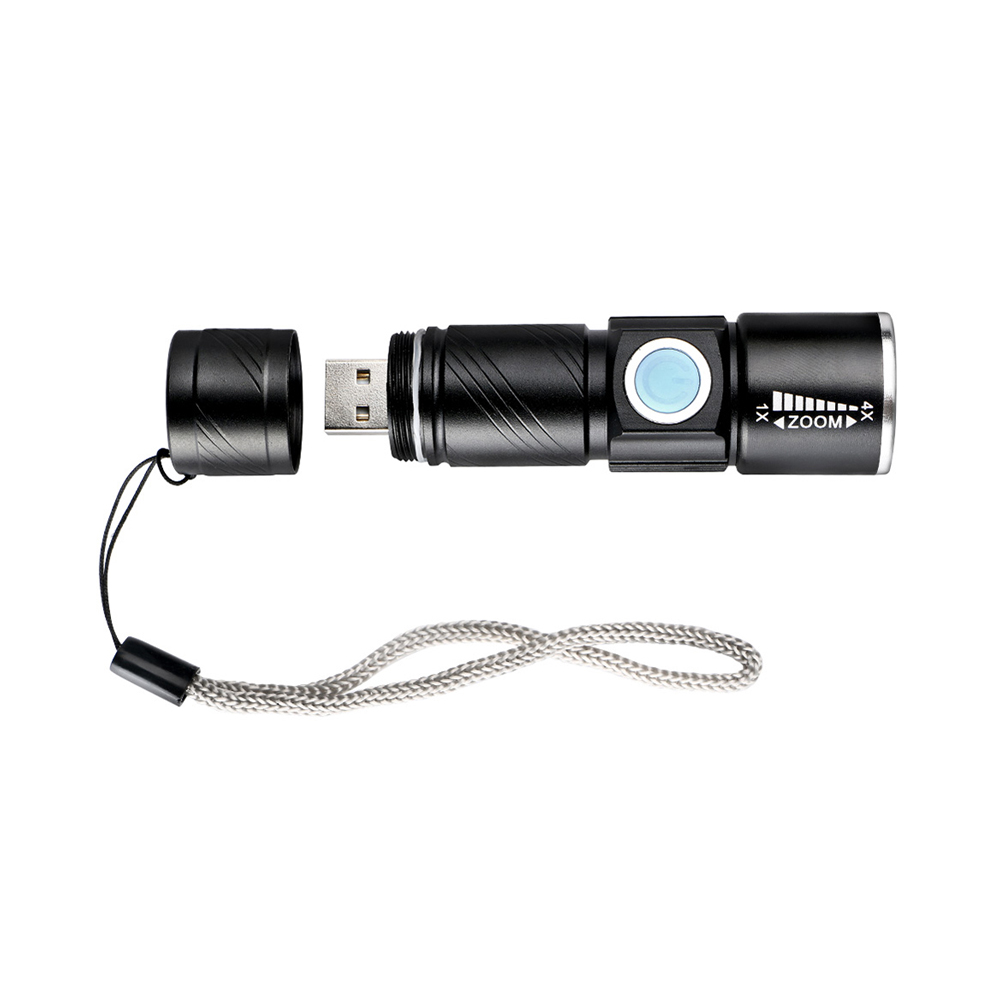 Keychain Aluminum Zoomable Pocket USB Torch Light Mini Flashlight led flashlight