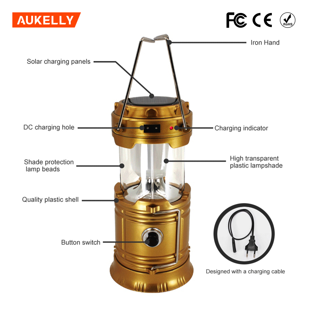High quality rechargeable LED solar camping lantern with mobile phone charger solar emergency light C2