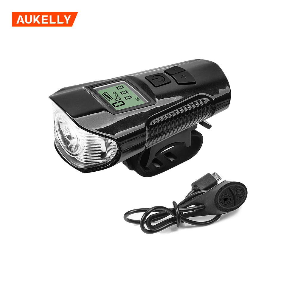 USB Rechargeable Handlebar Safety Light Cycling Front Light Stopwatch Waterproof Bicycle Headlight With Computer Electric Horn B242
