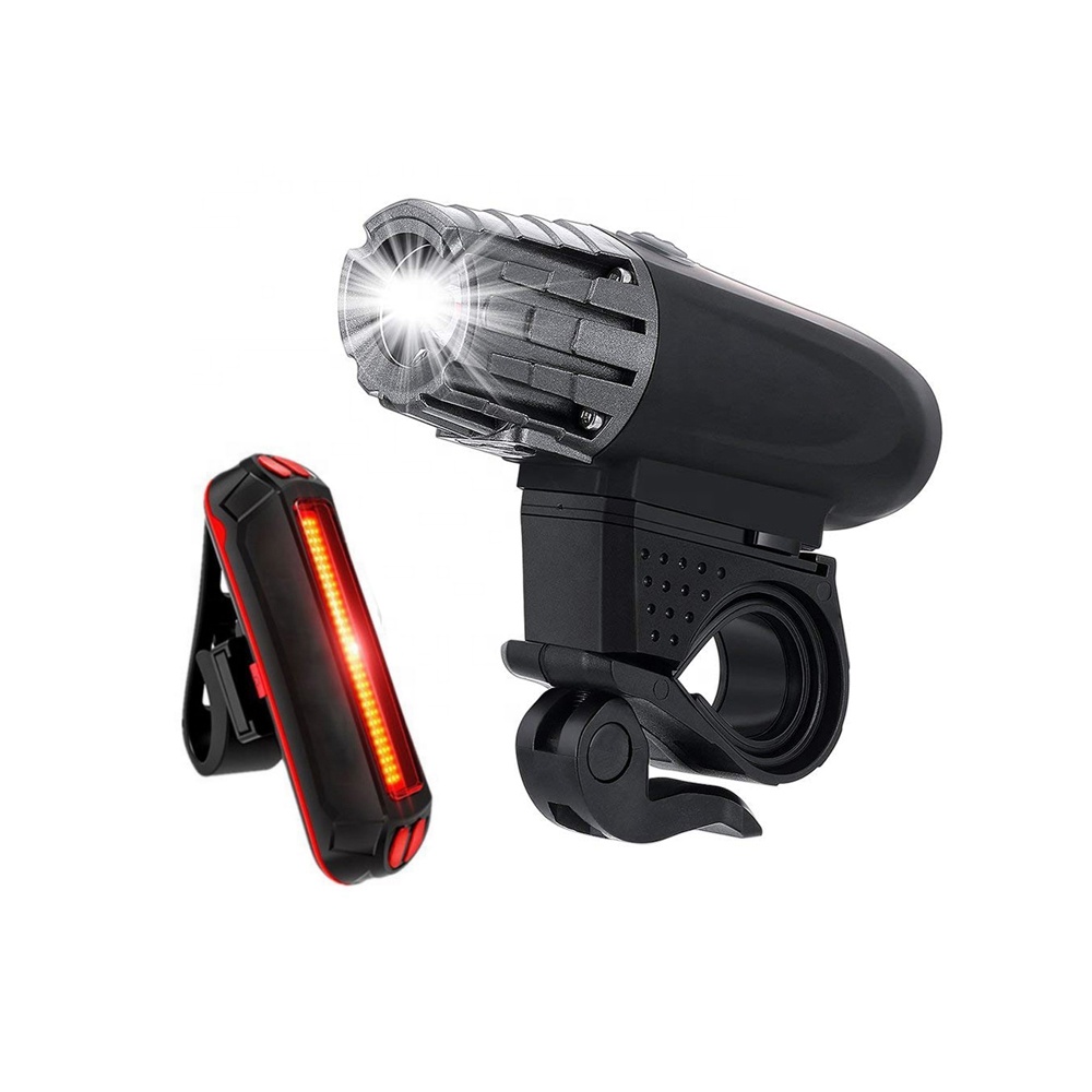 300 lumens Waterproof USB Charging Bicycle Night Cycling LED Headlight with Taillight Mountain Bike Riding Cycling Warning Light B3-1
