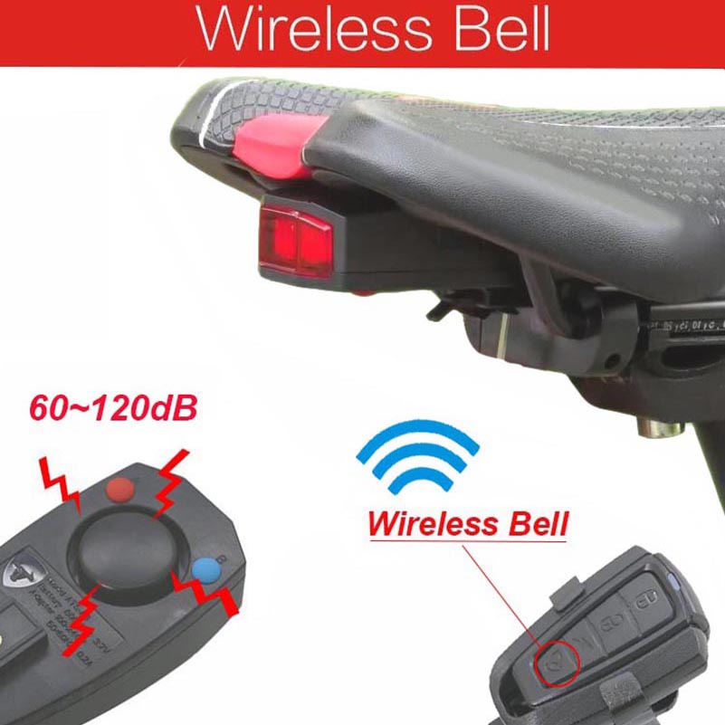 Bicycle Wireless Anti-theft Alarm Lock Remote Control Rear Light Antusi Bell Cycling Safety Bicicletas Smart Lamp bicycle light B34