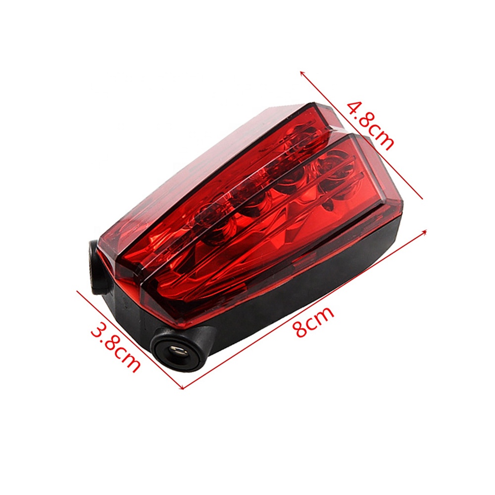 2 Laser beam Battery Security LED Bike Rear Light Safety Warning Light 5 LED Night Mountain bicycle cycling laser tail light B102