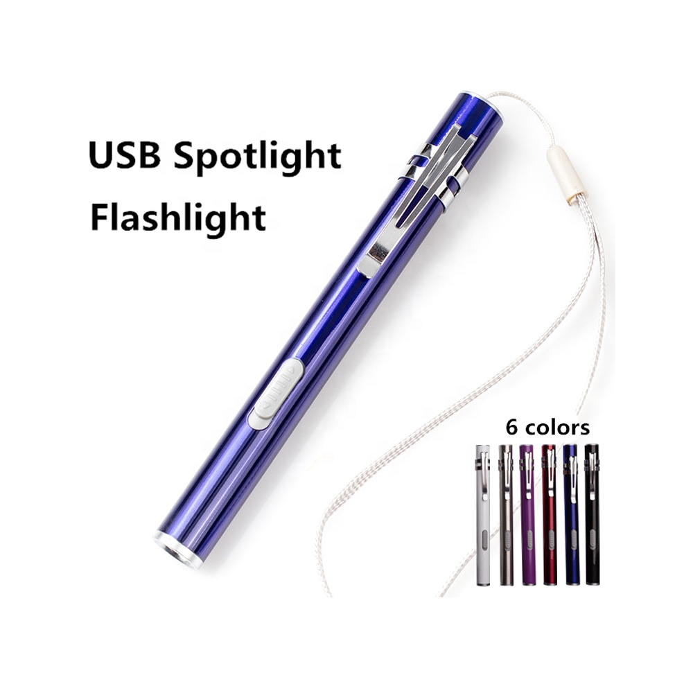 Medical Pen torch Led Micro Usb Rechargeable Linterna Powerful Aluminum Pen Hanging Key Chain Torches Portable Doctor Flashlight