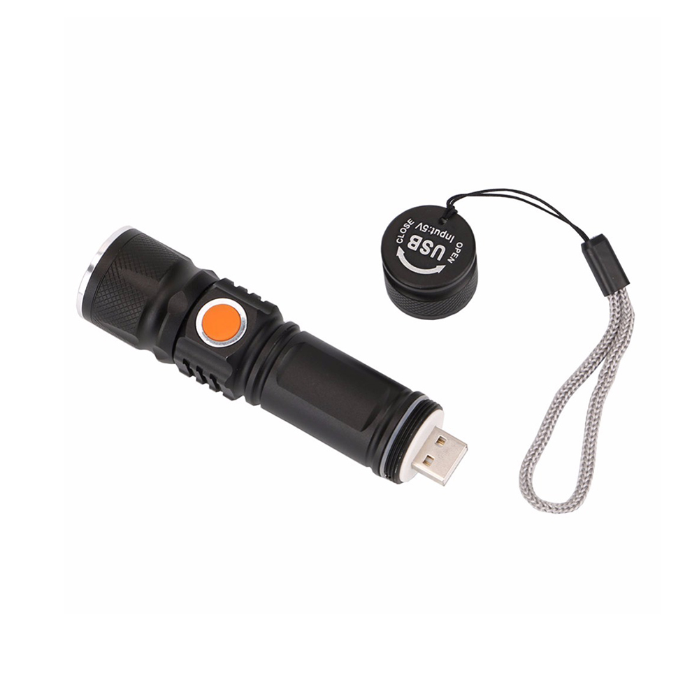 USB Rechargeable XML T6 Powerful 1000LM Led Fleshlight Portable Torch Zoom Flash Light Waterproof Ultra Bright flat flashlight