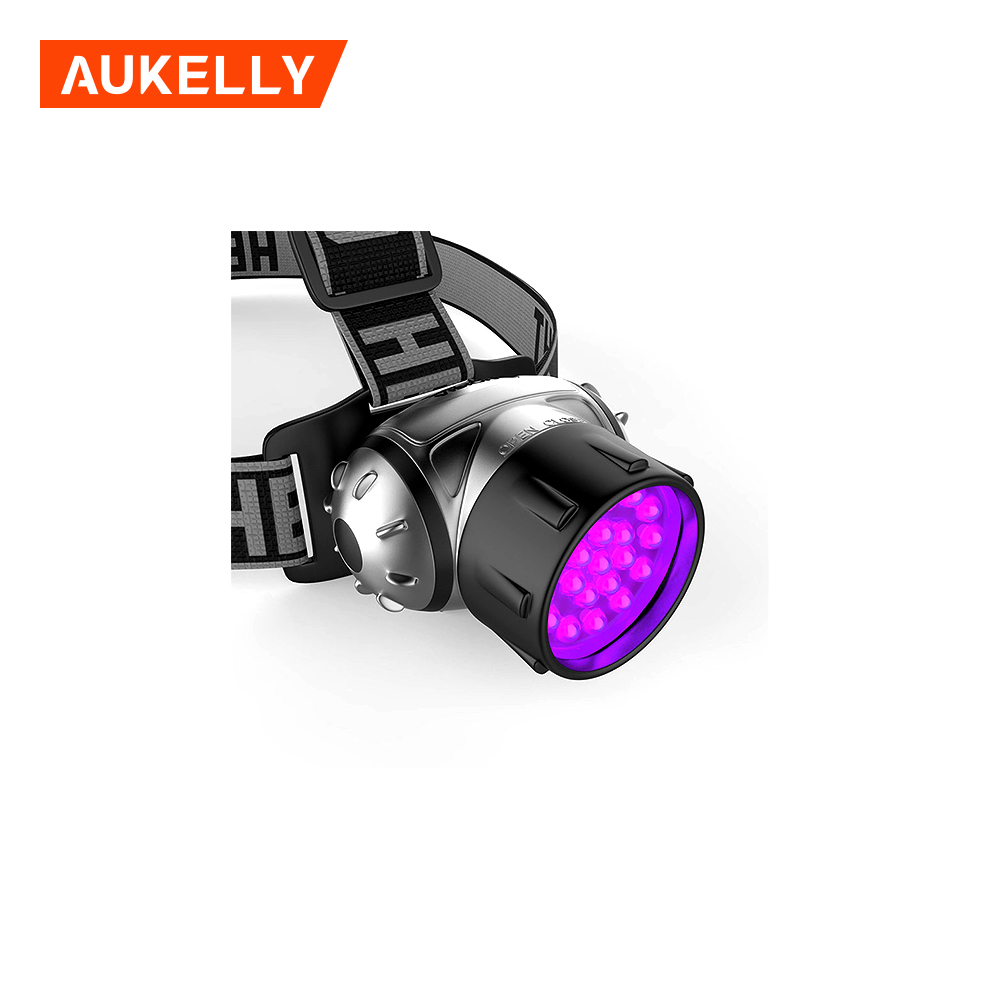 19 leds purple uv led lamp rechargeable ultraviolet headlamp HL24