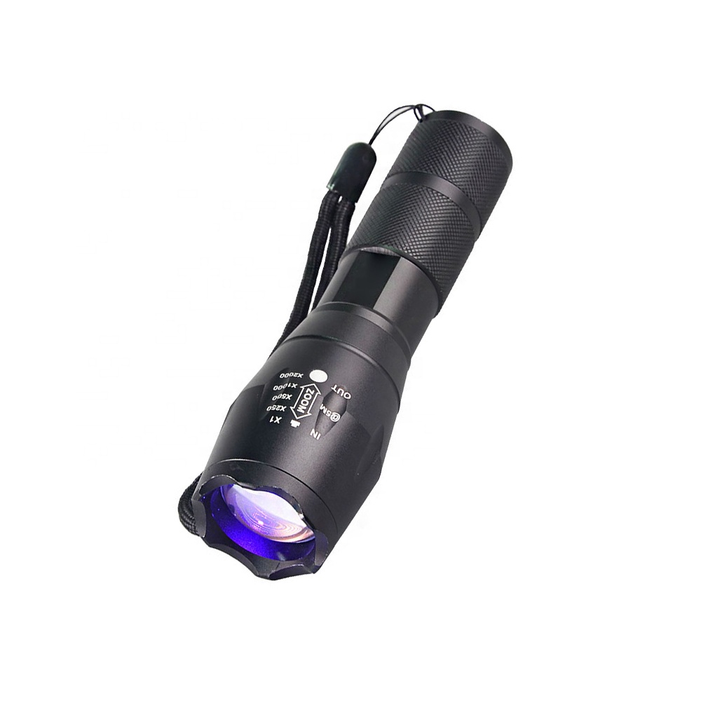 Portable 365NM Zoomable Rechargeable Handheld Amber detector Led Torch Pet Urine Detector Ultra Violet blacklight UV flashlight H8-UV