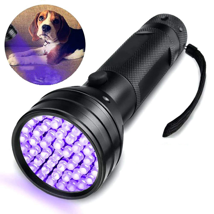 Detector de taques d'orina per a mascotes de gossos Blacklight 3 AA Potència de bateria seca Llanterna UV TorchLight 51 led ultraviolat llum negra H36-51