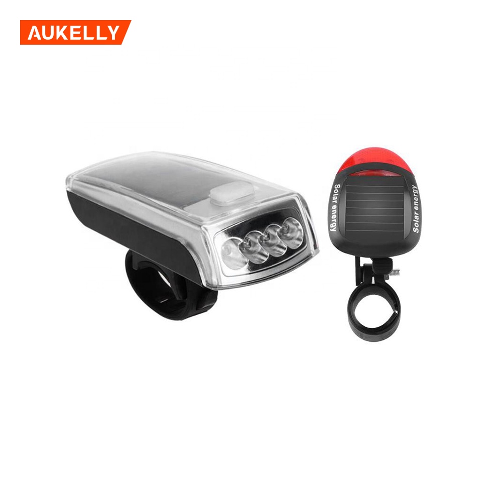 1200 Lumen Bicycle 4 LED Solar Powered USB Rechargeable Front Light headlight Tail Lamp Safety Solar Energy Bicycle Light B16-2